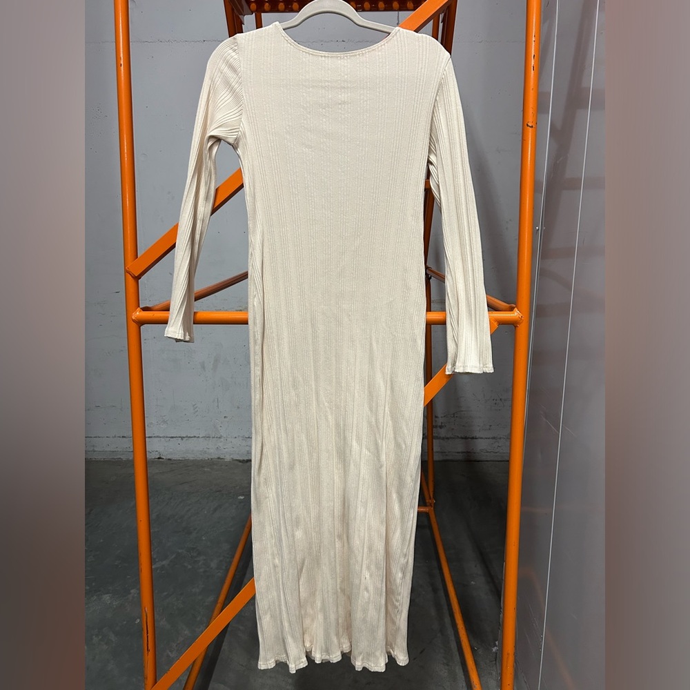 Reformation Cream Long Sleeve Dress